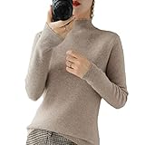 YTR6RTW Halber Rollkragen Kaschmir Pullover Damen Winter Kaschmir Pullover Stricken Weiblich Langarm Dicker Lose Pullover, camel, S