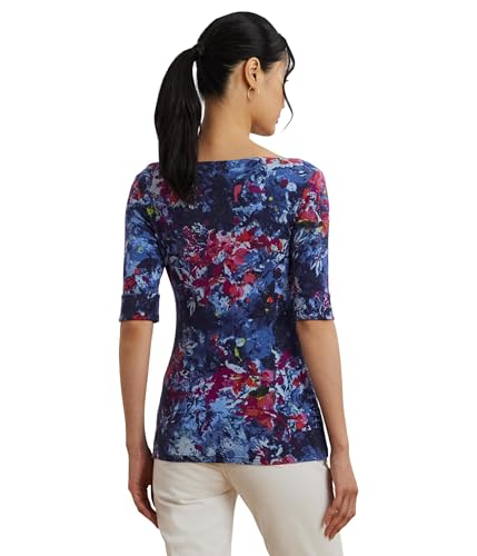 Lauren Ralph Lauren Women's Petite Print Stretch Cotton Boatneck Tee2
