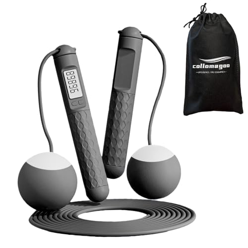 COLLOMAGOO エア縄跳び なわとび 縄跳び 大人 子供 デジタル ダイエット トレーニング 室内 2way 調整可能な長さ 収納袋付き 3色