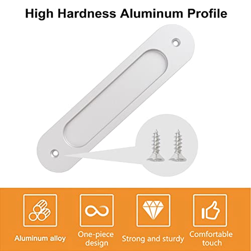 MOROBOR 180MM Oval Recessed Sliding Door Pulls, 2pcs Silver Flush Pull Aluminum Alloy Closet Door Finger Pulls with Mounting Screws for Sliding Barn Door - Image 3