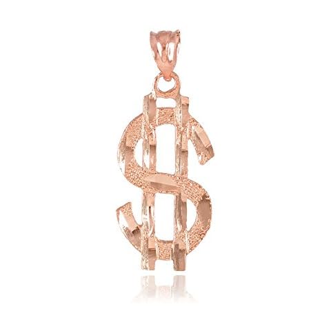 Hip Hop Jewelry 10k Rose Gold Dollar Sign $ Bling Necklace Pendant Cover