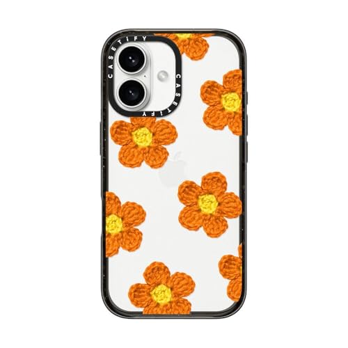 CASETiFY CpNg iPhone 16 P[X [X / 2.5m̗NA (MILKi4{) / CX[dɑΉ] - Crochet Flowers - Orange - NA ubN