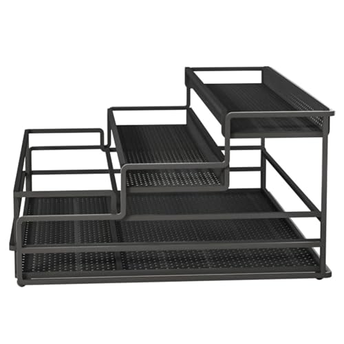 Generisch Estante de especias de 3 niveles con estante extensible y deslizante, organizador de almacenamiento para tablero de cocina, ahorro de espacio optimizado