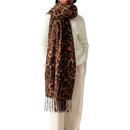 Fashion Leopard Print Scarf Womens Lightweight Super Soft Long Scarves Wrap Shawl with Tassel
