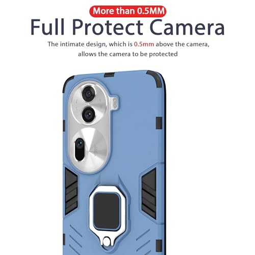 Image of Pikkme Oppo Reno 11 Pro 5G Back Cover | D5 Tough Armor Bumper | 360 Protection Case | Ring Holder Stand Case for Oppo Reno 11 Pro 5G (Blue)