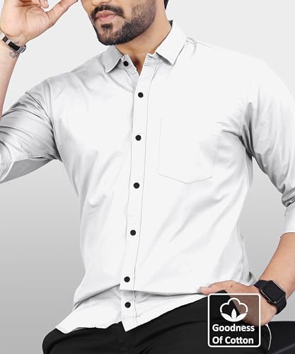 Image of Men's Cotton Full Sleeve Shirt | Regular Fit Casual & Formal Wear with Patch Pocket