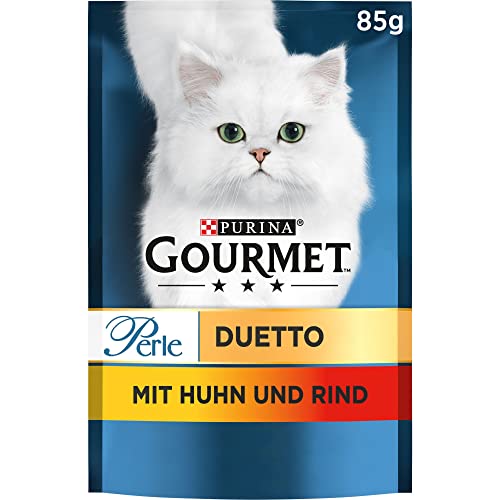 PURINA GOURMET Perla Duetto krmivo pro kočky mokré, s kuřecím a hovězím, balení 26 ks (26 x 85 g)