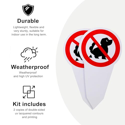 2 Stück Kein Hundeklo Schild,Wetterfest UV-Schutz Kein Hundeklo Beidseitig Bedruckt,15x30 cm Korrosionsschutz Schild Hunde Kacken Verboten Steckschild Groß mit Erdspieß,Für Haus,Hof und Park