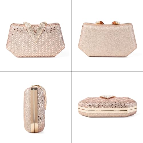 Image of Rhinestone Crystal Clutch Purse Sparkly Evening Bag with Chain | Detachable Chain Converts to Crossbody & Shoulder Bag, Perfect for Wedding, Party, Prom & Evening Events