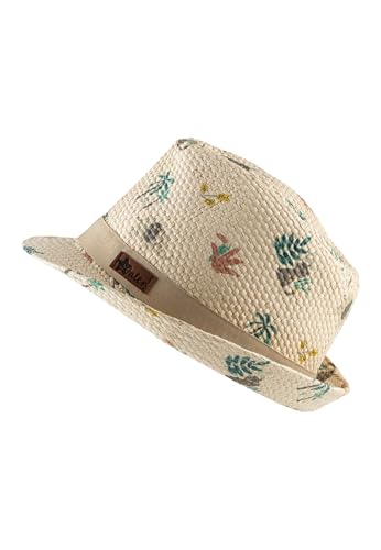 Sterntaler Strohhut Safari - klassischer Sonnenhut mit Allover Safari Print - UV-Schutz 50+ Sommerhut - Jungen Strandkappe - Baby und Kinder Kopfbedeckung - Sand, Größe 53