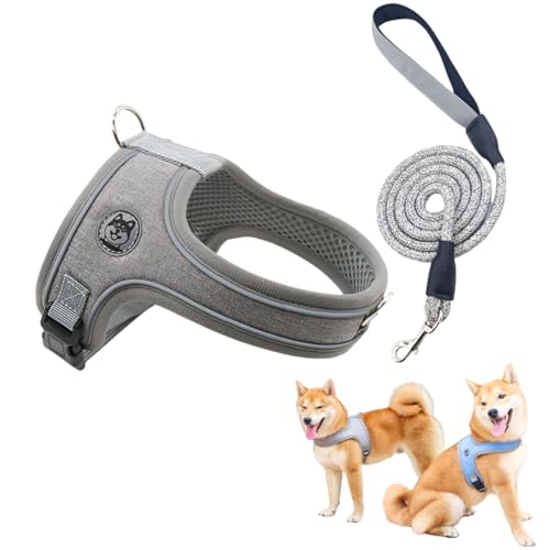 GIIPET 喉に優しいペットハーネス 犬 リード 引っ張り防止 抜けにくい 窮屈感ゼロ 快適 犬用胴輪 小型犬 中型犬 1-13KG 夜間反射 負担が少ない首輪 犬 リード サイズ調整可 抜けない 軽量 通気性 咳き込み防止 散歩 歩行補助 老犬介護 し