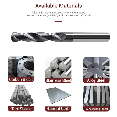 Image of 1 /2 Carbide Drill Bit for Hardened Steel Stainless Steel Hot Working Steel Metal CNC Tungsten Solid Carbide Twist Drill Bits 135 Point Angle