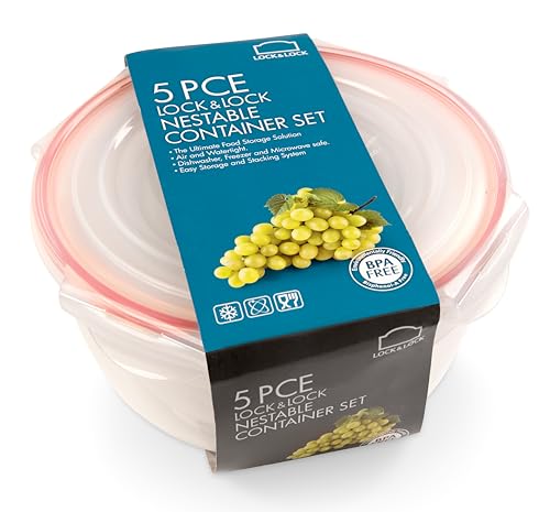 Image of LocknLock Nesting Set of 5 Round Airtight Food Storage Containers and Lids