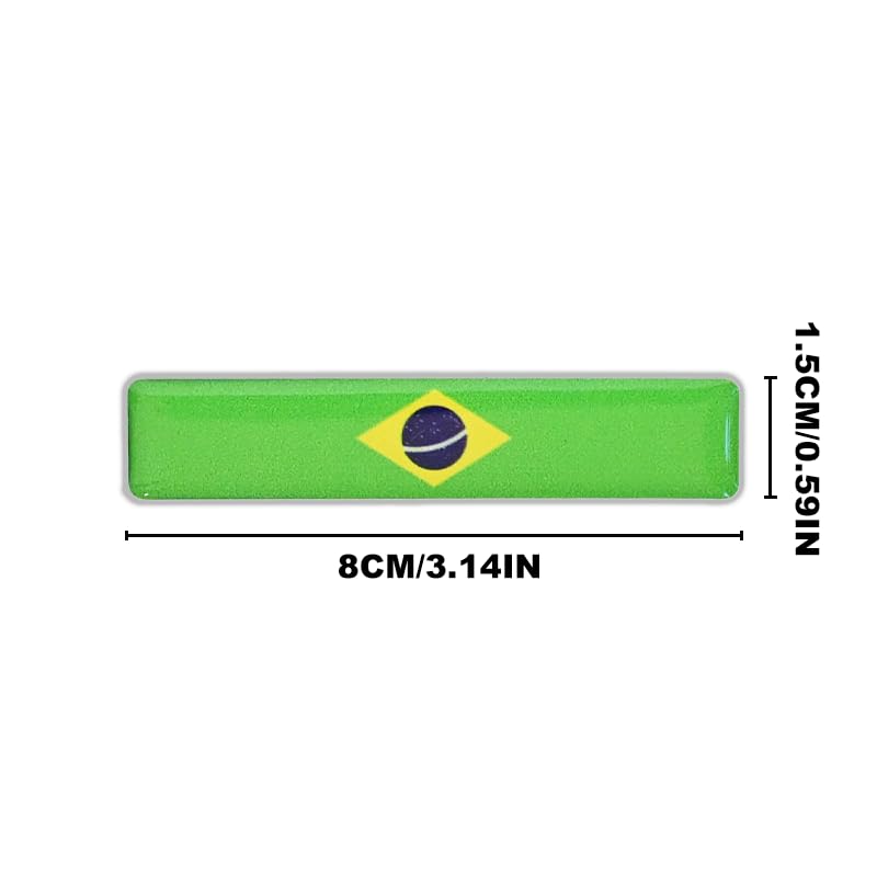 Brazil Flag 3D Epoxy Car Stickers, Reflective, 4-Pack for Cars, Motorcycles, Helmets, Laptops, & More – Premium Quality Vehicle Accessory, Durable Brazilian Pride Accessories