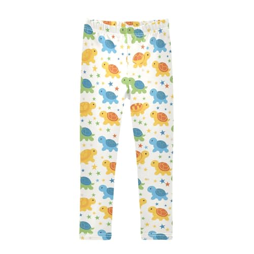 Cute Turtles Girls' Leggings Toddler Doodles Colorful Stars Kids Yoga Pants Dance Active Tights 4T