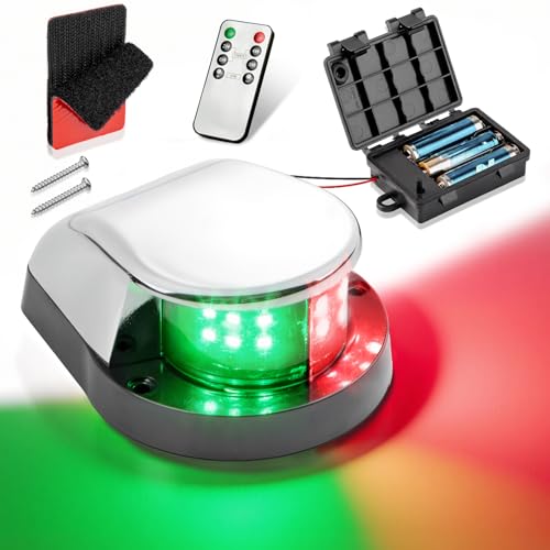 Botepon Battery Powered Navigation Light for Boat Remote Control LED Marine Light with Dimmable & Timer Function Waterproof Safety Light for Kayak Canoe Jon Bass Boat