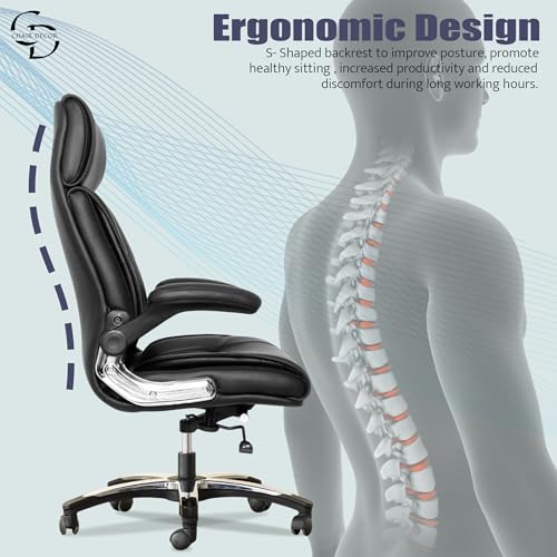 Image of Premium Leatherette Boss Chair for Office | Ergonomic High Back Revolving Chair for Home, Office, Study & Gaming | Height Adjustable Office Chair in Chrome Base | 1pc (Black)