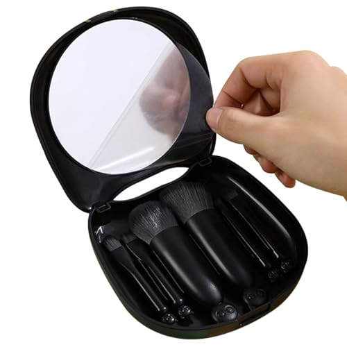 Makeup Brush Set, Cosmetic Tool Kit, 132g Travel Makeup Brushes, Cat Shape Mirror Box Case, Ideal for Outdoor Touch Ups Commuting Business Trip and DailysBeauty Use