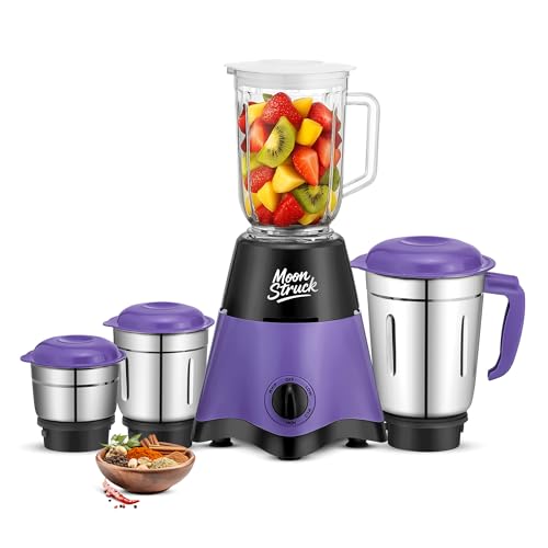 Image of Moonstruck By Suprimo Star Purple Powerful 750 Watt 3 Jar Mixer Grinder Blender With 1100 Watt Dry Iron Mixie For kitchen 2 Years Warranty (Purple)