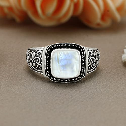 Natural Cushion Shape Gemstone 925 Silver Overlay Statement Ring for Women - Handmade Jewelry Gifts for Her Mom Wife Sister3
