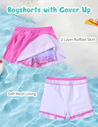 Image of ALISISTER Girls Tankini Swimsuit Two Piece Bathing Suits Summer Beach Swimwear with Shorts for 7-12 Years
