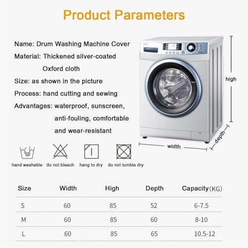 MLordoarf Funda Lavadora Exterior Impermeable, Universal Cubierta para Lavadora y Secadora Carga Frontal, Funda de Protección Solar Antipolvo con Cremallera - imagen 8