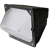 30W LED Wall Pack with Built-in Photo Sensor (200 Watt HPS/HID Replacement) 5000K (Daylight) 3100 Lumens, Commercial Grade, Glass Lens, Outdoor Lighting Fixture, UL Listed DLC Qualified