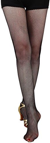 Pitping Latin Ballroom Dance Fishnet Tights Stockings for Dancer Seamless Tights Ballet ,Black,One Size