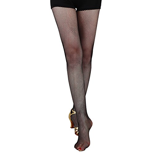 Pitping Latin Ballroom Dance Fishnet Tights Stockings for Dancer Seamless Tights Ballet ,Black,One Size