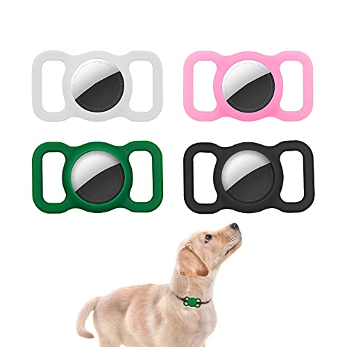 Air Tag Hundehalsband-Halter, 4 Stück, Silikon-AirTag Hülle für Hundehalsband, Schutzhülle für Apple Airtag, Schwarz/Rot/Grün etc Cover