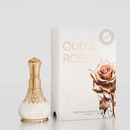 Image of Al-Nuaim Oud & Roses Attar Roll On For Men & Women - 9.9ml | Exquisite Alcohol-Free Aromatic Fragrance Oil for Lasting Elegance and Charm