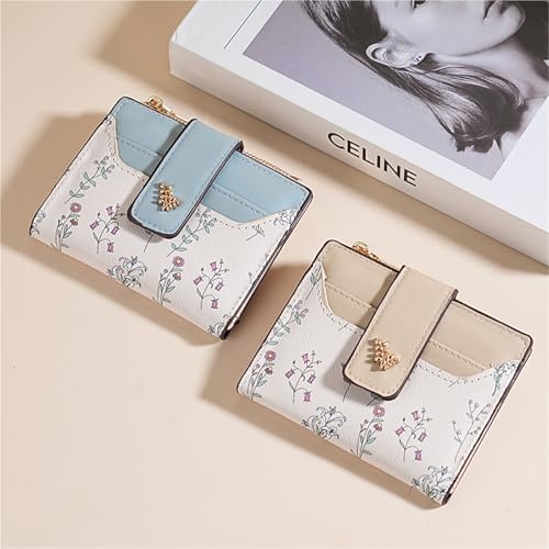 Short Wallet Coin Purse Card Holder Small Fresh Student Wallet(Blue)4