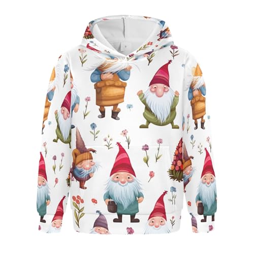 Kids Hoodies Sweaters Christmas Gnome Dwarfs Hooded Sweatshirts with Big Pockets for Boys Girls B0400028