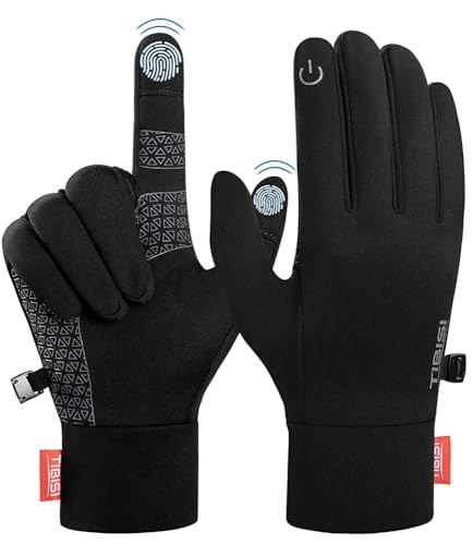 PULIOU Guanti Invernali Antivento Termici Impermeabili per Uomo e Donna, Guanti da Caldi Sportivi con Touch Screen per Moto, Bici, Corsa, guida, Sci, L