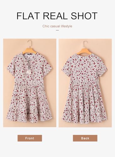Image of Dokotoo Womens Summer Casual Boho Floral Dresses 2026 V Neck Short Sleeve Sundresses Flowy Swing A-Line Mini Dress