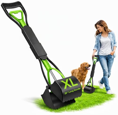 Image of 28 inchpooper scooper,dog pooper scooper,pooper scooper for large dogs,Folding Dog Poop Scooper, No-Bend Cleanup,with Durable Spring & Premium Material, Works on Grass /Dirt /Gravel & More Surfaces (Green)
