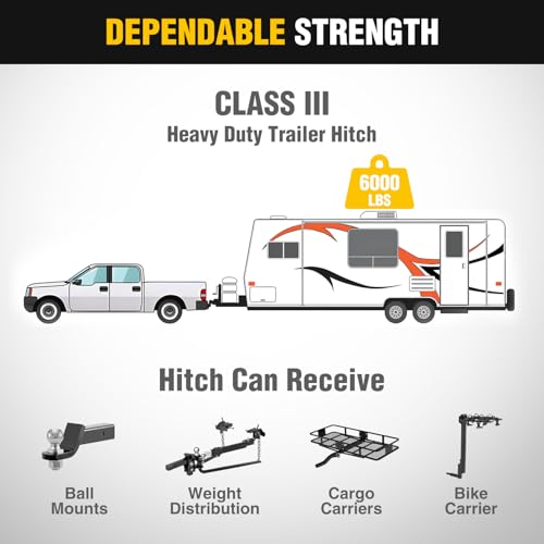 Image of Nilight Class 3 Trailer Hitch 2 Inch Receiver Tow Hitch Compatible with Toyota Tacoma 2016 2017 2018 2019 2020 2021 2022 2023 Black Powder Coated