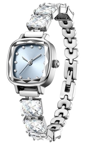 Montre-bracelet pour femme élégante en argent étanche avec diamant en cristal