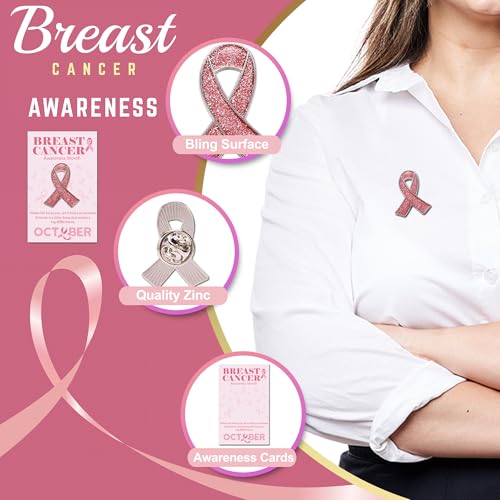 SINCCO Bulk Breast Cancer Awareness Pins - Stylish Pink Ribbon Enamel Lapel Pins for Supportive Gifting and Decor - Image 3