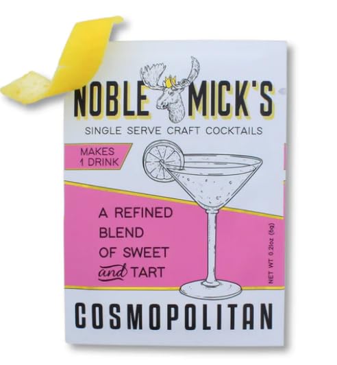 Noble Mick's Passion Fruit Margarita Drink Mix, Bundle of 6 Packets, 45 Cal, Made in USA, Single Serve Craft Cocktails, Net Wt 0.21 oz Per Packet (Cosmopolitan)
