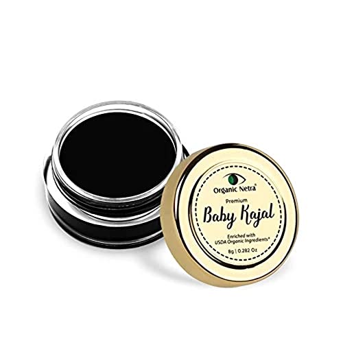 Dharma Organic Netra Baby Kajal - 100% Natural, Enriched With USDA Certified Organic Ingredients, Chemical-Free Kajal, Water Resistant and Long Lasting - 8g