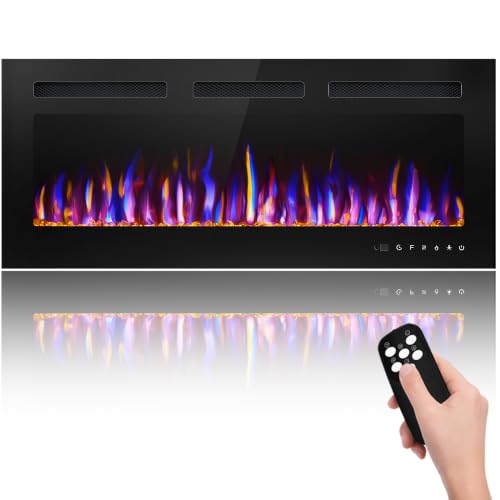 Image of 40 inch Electric Fireplace Wall Mounted and Recessed 750 /1500w W /Remote Control