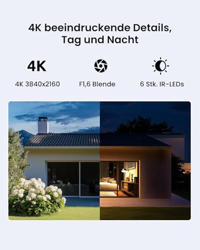 Reolink 4K Wi-Fi 6 Überwachungskamera Aussen mit 2,4/5GHz Dual-Band Wi-Fi, Farb-Nachtsicht, Plug-In WLAN Kamera Outdoor mit 24/7-Aufzeichnung, Intelligente Erkennung, Sirene, Wetterfest, Lumus Pro