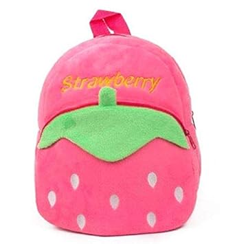 Blue Tree Cute Kids Backpack Toddler Bag Plush Animal Cartoon Mini Travel Bag for Baby Girl Boy 1-6 Years (Pink-Stawberry)