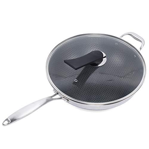 Wok antiadherente de acero inoxidable 13.4 pulgadas con tapa miniatura 1