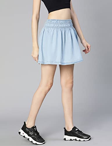 Image of oxolloxo Women Regular Fit Cotton Solid Casual Skirt
