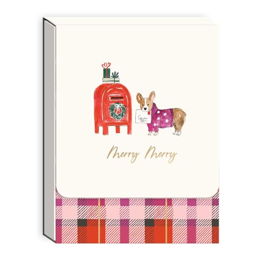 Image of Punch Studio Pocket Note Pads - 75-Sheet Snow Day Dogs Notepad with Fold-Over Cover & Magnet Closure, 3 inch x 4 inch, Corgi