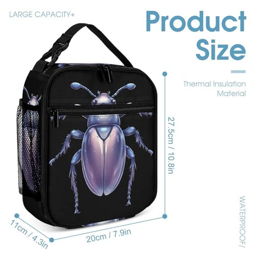Silver Beetle Backpack Shoulder Bags Lunch Bag Pencil Case Box 3 Set Daypack Cute4
