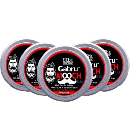Image of Mooch Moustache Wax for Men - Strong Hold & Long Lasting Styling Wax | Natural Look | Original Scent | 75g Pack of 5