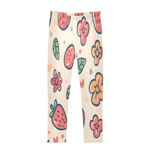 Bolaz Toddler Girls Leggings Printed Yoga Pants Leggings Strawberry Flower for Kids